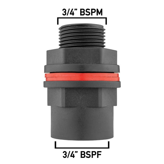 ¾" BSP Male Water Butt Featuring Female Outlet