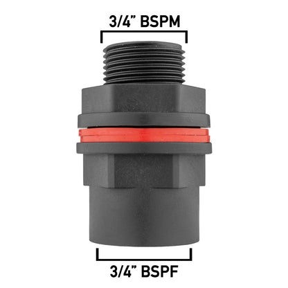 3/4" BSP Water Butt Connector Male with Female Outlet – Includes Drill Bit