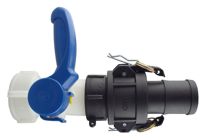 IBC 2" S60X6 Tap with IBC S60X6 to 2" Camlock Adapter and 2" Type C Coupling