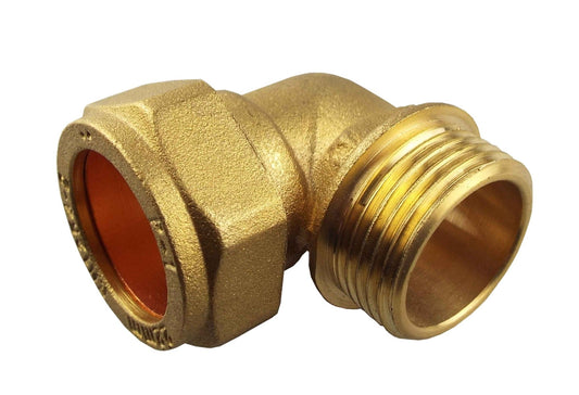 Brass Compression Elbow Fitting 28mm x 1" BSP Male