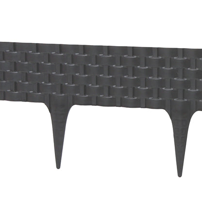 Plastic Garden Border Edging with Rattan Look – 2.4m Deep Grey