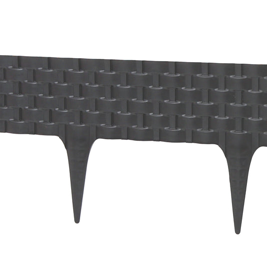 Plastic Garden Border Edging with Rattan Look – 2.4m Deep Grey