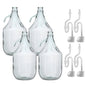 Set of 4 Plain 5L Glass Demijohns Complete With Airlock and Bung