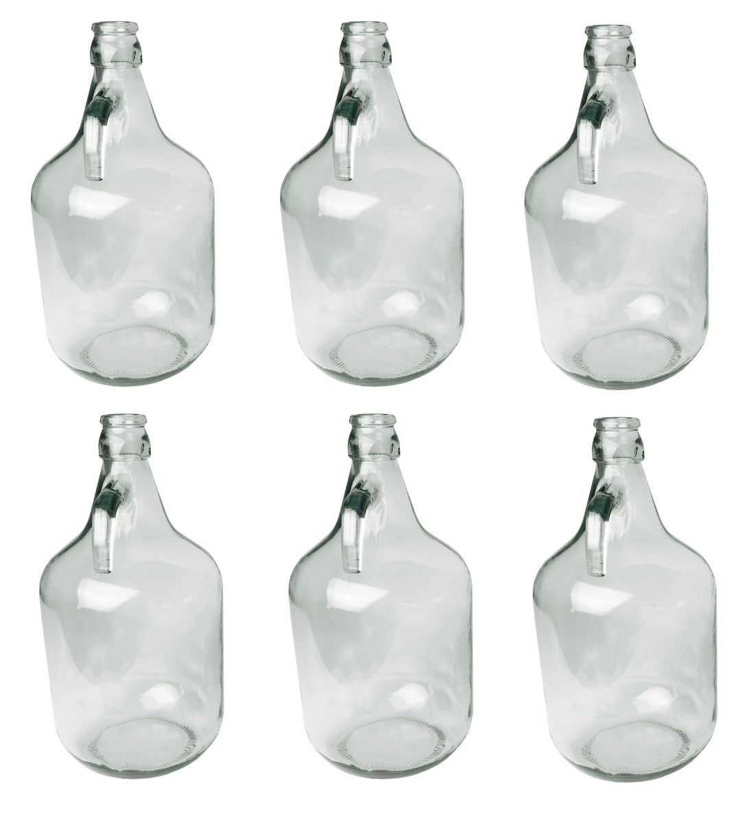 Set of 6 Plain 5L Glass Demijohns
