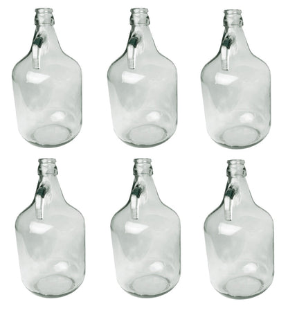 Set of 6 Plain 5L Glass Demijohns
