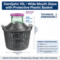 Glass Demijohn 10L 15L 20L Wide Mouth With Plastic Basket + Lid For Wine Making