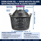 Glass Demijohn 10L 15L 20L Wide Mouth With Plastic Basket + Lid For Wine Making
