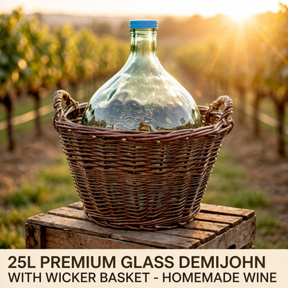 10L 15L 25L Glass Demijohn with Wicker Basket for Wine Beer Cider Mead Making