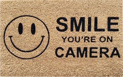 60cm x 40cm Doormat with 'Smile You're On Camera' Design