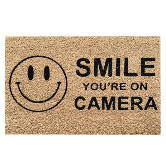 60cm x 40cm Doormat with 'Smile You're On Camera' Design