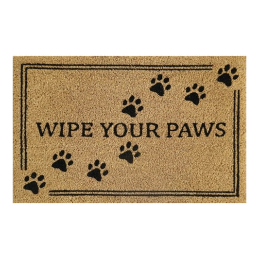 60cm x 40cm Doormat with 'Wipe Your Paws' Design