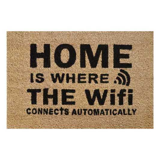 60cm x 40cm Doormat with 'Home Is Where The WiFi Connects Automatically' Design