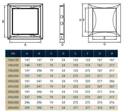 White PP Access Door Panel 250mm x 250mm