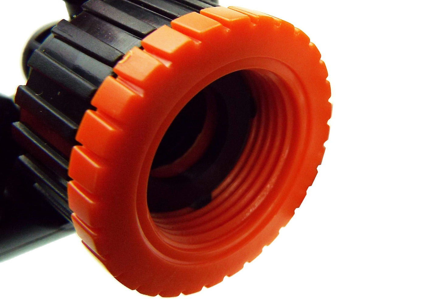 Valved Two-Way Tap Connector in Orange/Black