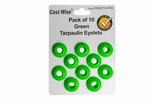 Pack of 10 Green Tarpaulin Eyelets
