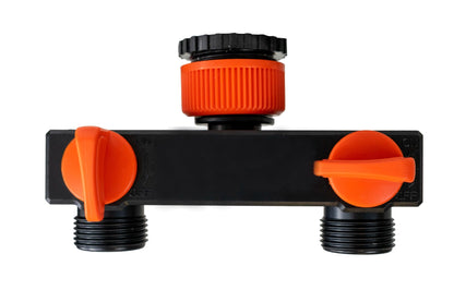 Dual Outlet Tap Connector with Valves & Snap-On Fittings – PP Construction
