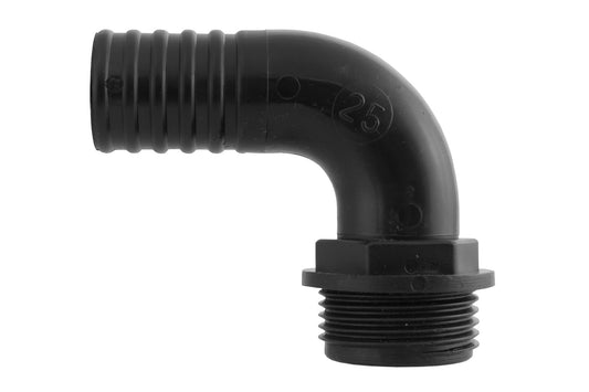 Pond Hose Elbow Fitting – 1” BSPM Thread, 25mm Outlet