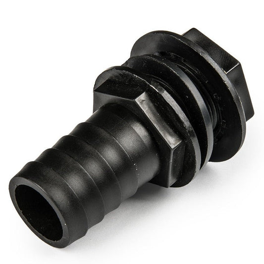 ¾" BSPM Tank Coupling with Integrated Washer & 1" Barb Outlet