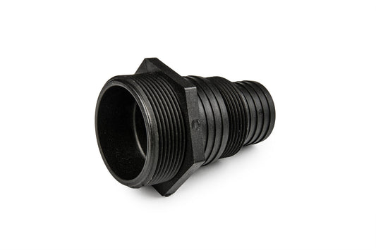 Dual Size Tank Connector: 2" BSPM to 2" Barb / 1.5" BSPM to 1.5" Barb