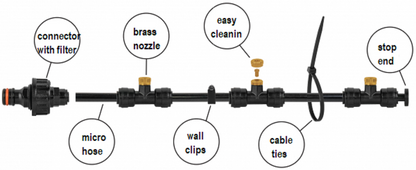 15m Outdoor Garden Misting Set – Black & Orange