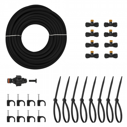 15m Outdoor Garden Misting Set – Black & Orange