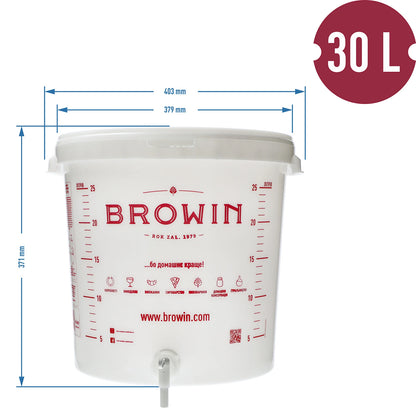30L Beer Brewing Bucket with Tap Food Grade Home Brew Fermenter with Lid