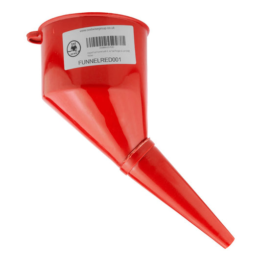 Red Angled Fuel Filling Funnel with Built-In Filter