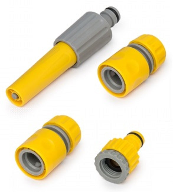 Yellow Garden Hose Accessory Set – Connectors & Nozzle