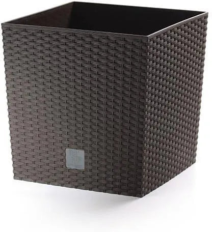 64L Rattan Effect Square Planter with Insert 40cm Garden Flower Pot Umbra