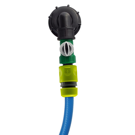 IBC 2” S60X6 Cap with Elbow, Quick-Release Coupling, Valve and Hose Adapter