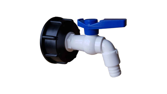 IBC 2" S60X6 Lid with White and Blue Plastic Valve