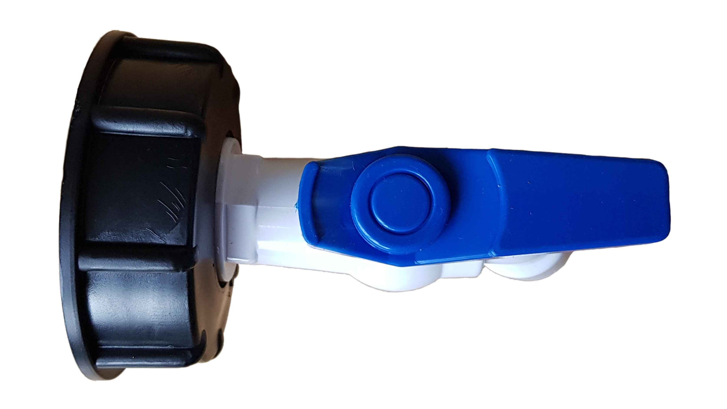 IBC 2" S60X6 Lid with White and Blue Plastic Valve