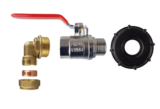 IBC 2” S60X6 Lid with BSPM-F Lever Valve and 28mm Brass Compression Elbow Fitting 1” BSP
