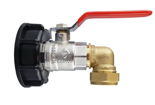 IBC 2” S60X6 Lid with Lever Tap and 15mm Brass Elbow Compression Fitting – ¾” BSP