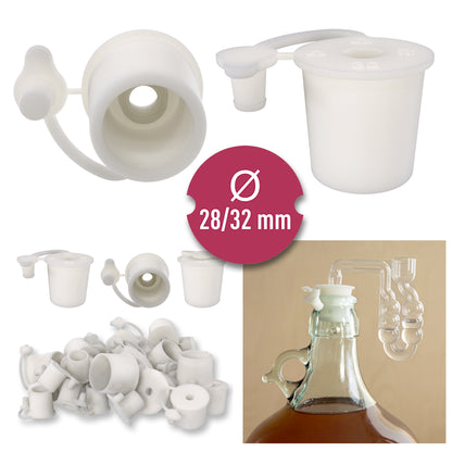 28/32mm Rubber Stopper Bung for Demijohn Wine Fermentation Airlock with Cap