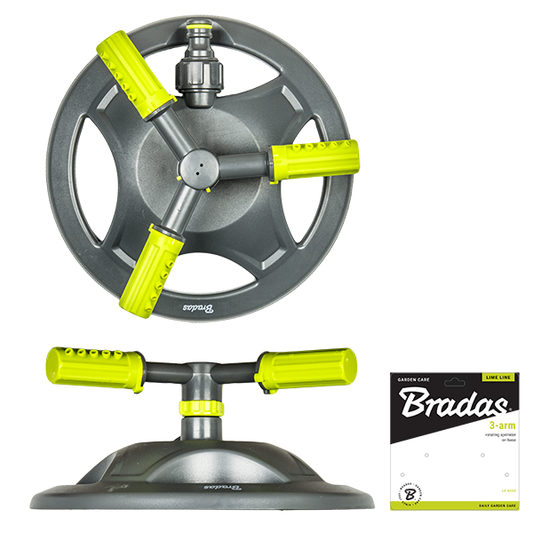 Bradas Lime Line 3‑Arm Rotating Garden Sprinkler