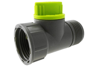 Lime 3/4" BSPM-F Tap Connector Featuring Integrated Valve