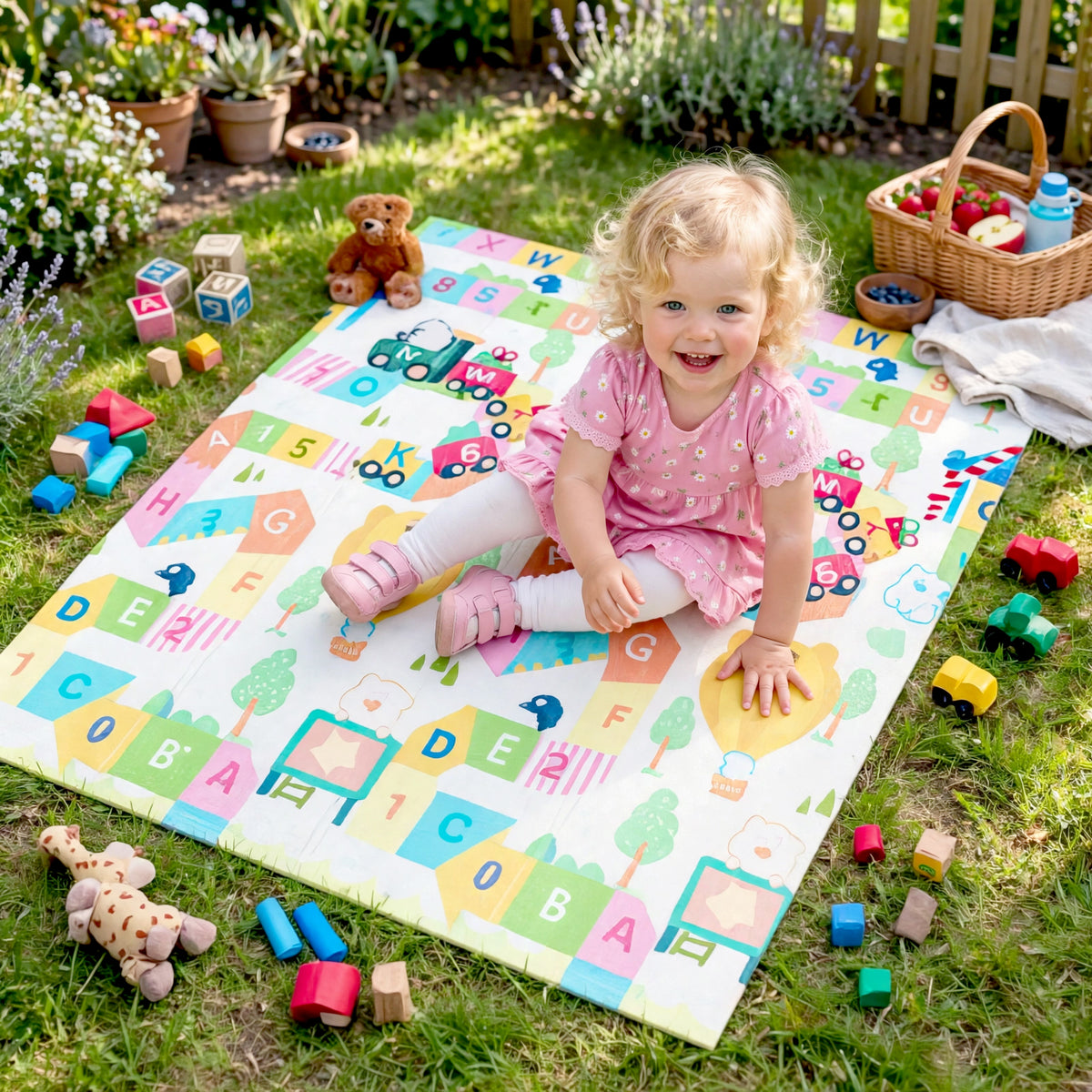 Baby Play Mat 200x180cm Foldable XPE Foam Double Sided Waterproof Crawling Mat