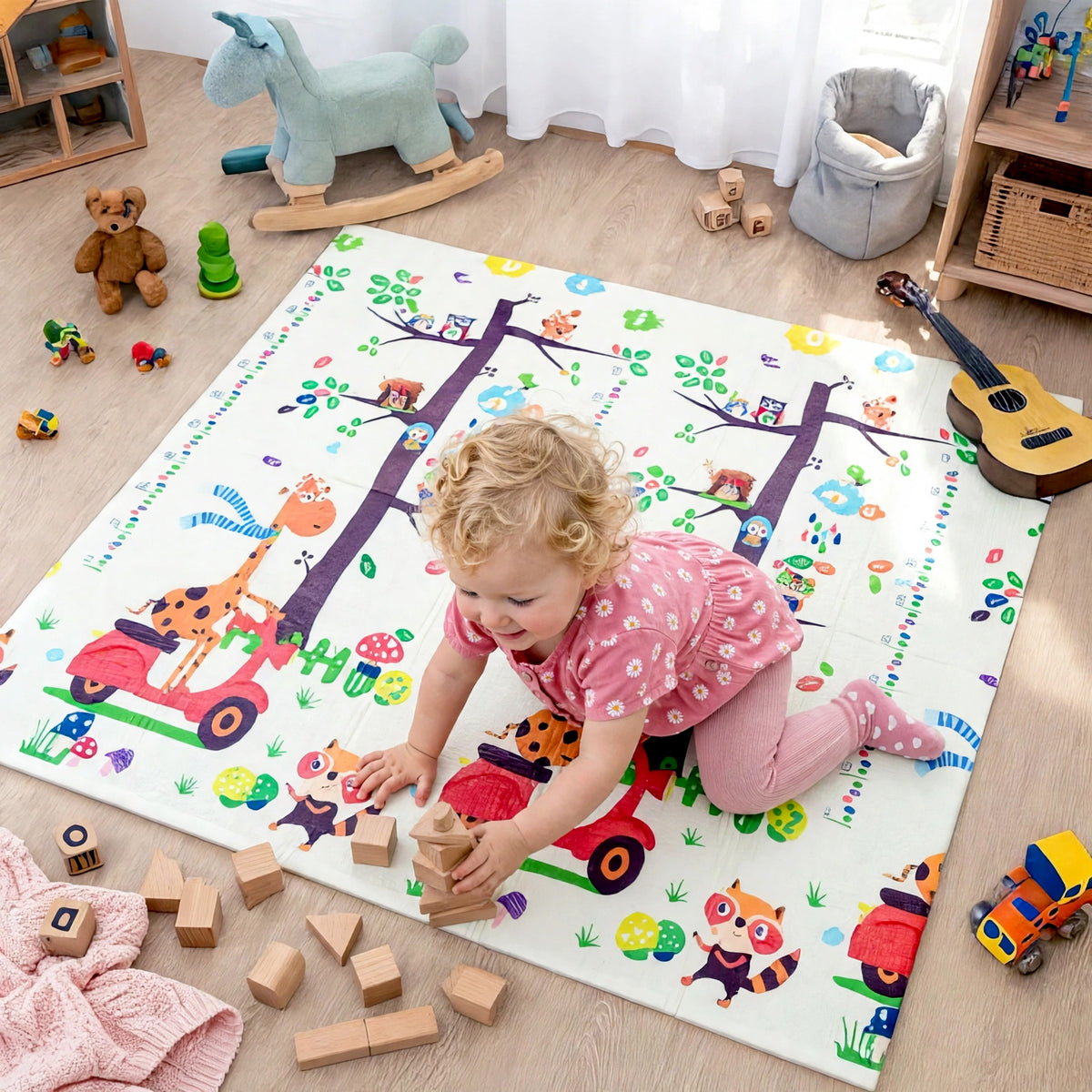 Baby Play Mat 200x180cm Foldable XPE Foam Double Sided Waterproof Crawling Mat