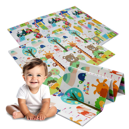 Baby Play Mat 200x180cm Foldable XPE Foam Double Sided Waterproof Crawling Mat