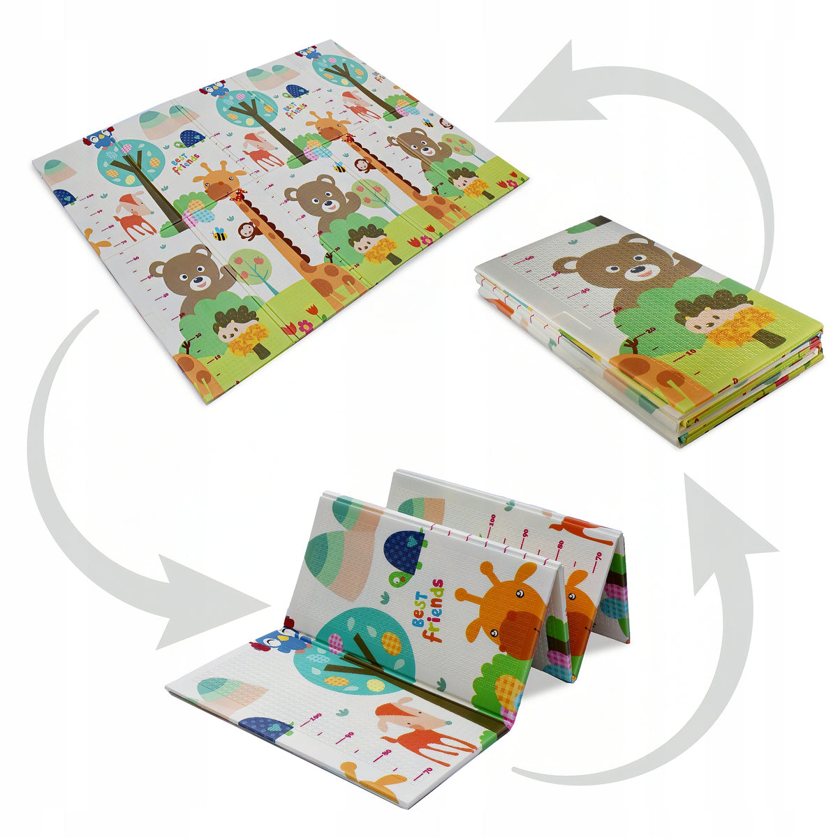 Baby Play Mat 200x180cm Foldable XPE Foam Double Sided Waterproof Crawling Mat