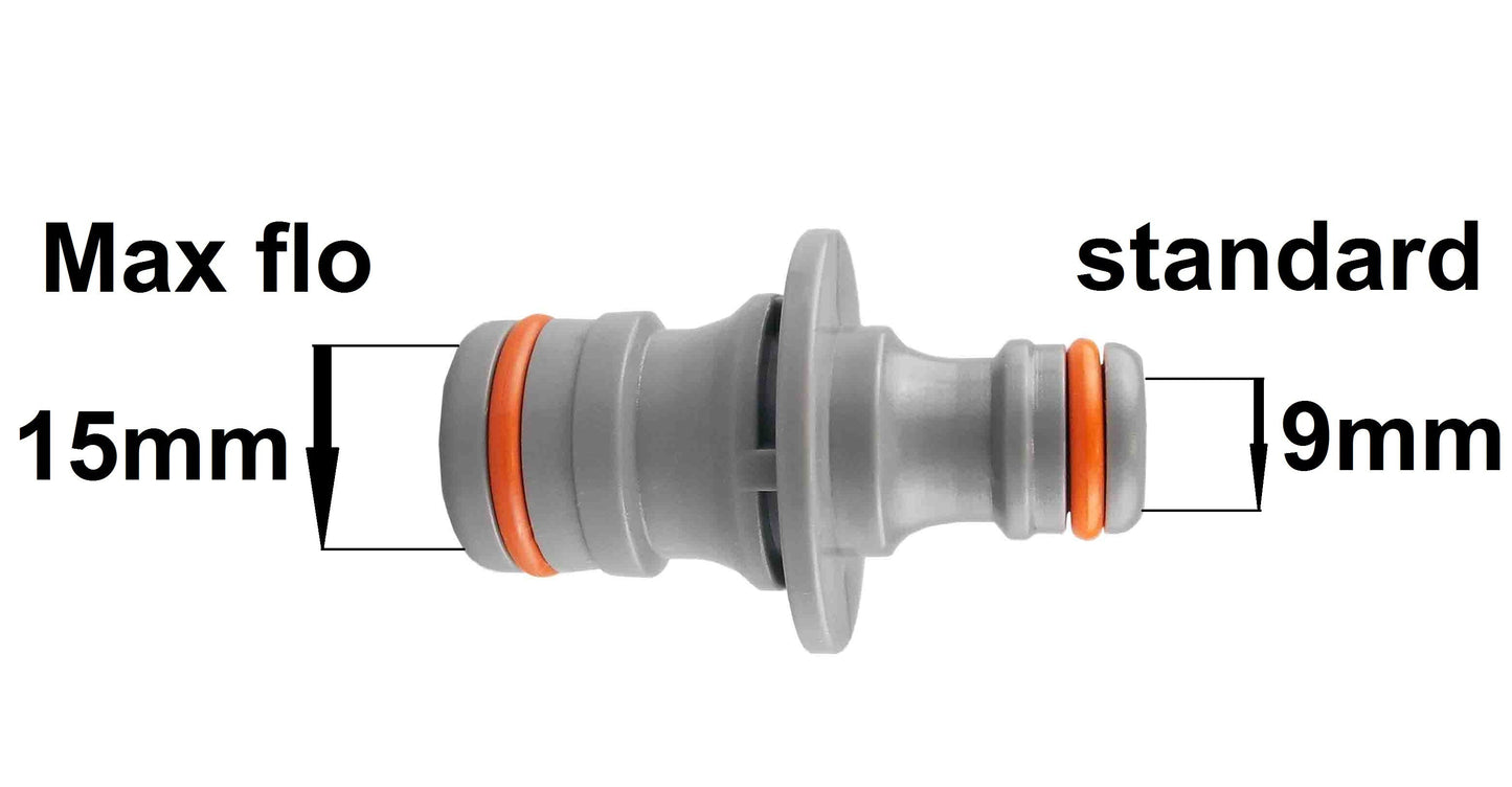 Black/Orange Three-Way Max Flo to Standard Snap-On Connector