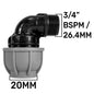 20mm MDPE Elbow with 3/4” BSP Male Thread