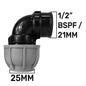 25mm MDPE Elbow with 1/2” BSP Female Thread