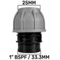 25mm MDPE Straight Coupling with 1" BSP Female