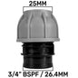 25mm MDPE Straight Coupling with ¾" BSP Female