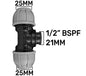 25mm MDPE Tee Fitting × ½″ BSP Female Thread × 25mm