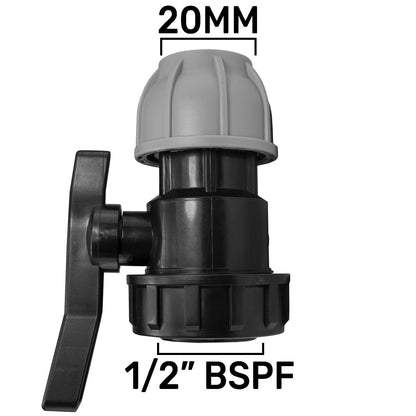MDPE Stop Tap Valve Compression Pipe Connector Water 20mm-63mm