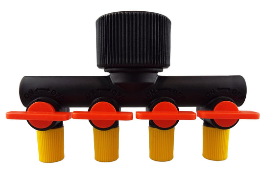 4-Way Micro Irrigation Tube Manifold with Valves
