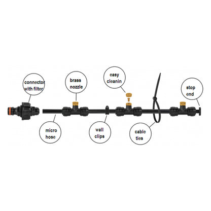 7.5m Outdoor Garden Misting Set – Black & Orange